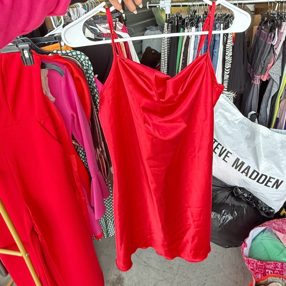 satin Red Mini Dress - Picture 2 of 2